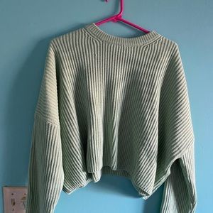 Dolls Kill Sage Green Crop Slouch Sweater